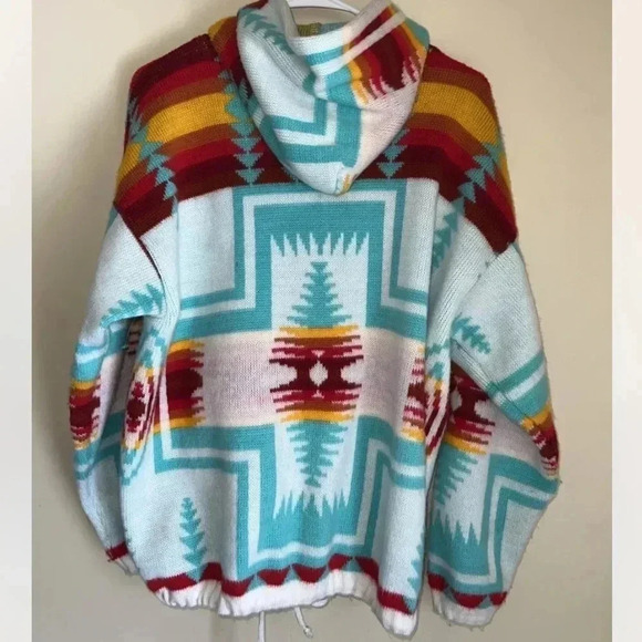 CAMPTEX Wool Hooded Jacket Aztec Full Zip Size Medium Wool - Picture 4 of 4